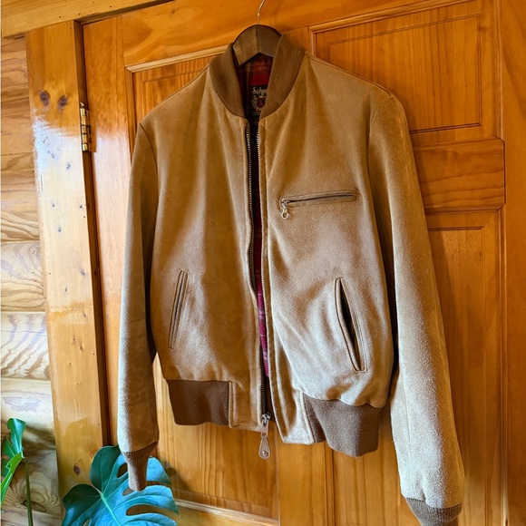 Schott NYC Other - Schott NYC Men’s Suede Leather Bomber Jacket Sz Large in Tan Beige